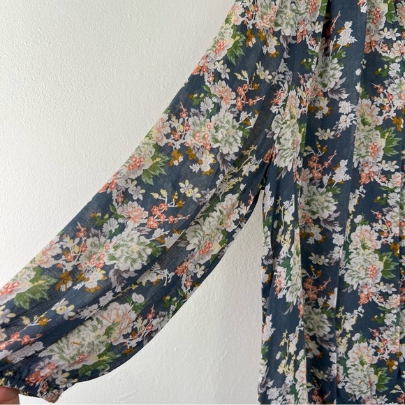 Lucky Brand Beautiful Floral Snap Wrap Long Sleeve Blouse L - Picture 4 of 14
